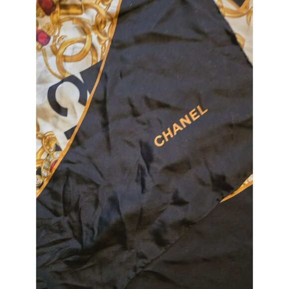 Chanel Silk Jeweled Double Check Silk Scarf (A7761) - Picture 5 of 9